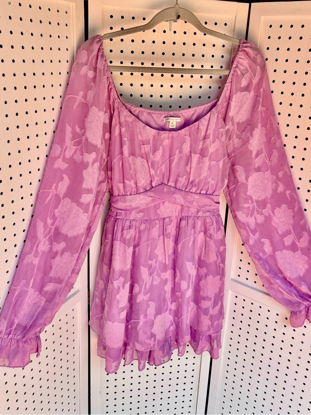 Cato Women's XL Lilac Floral Textured Romper Dress Coquette Feminine Girly